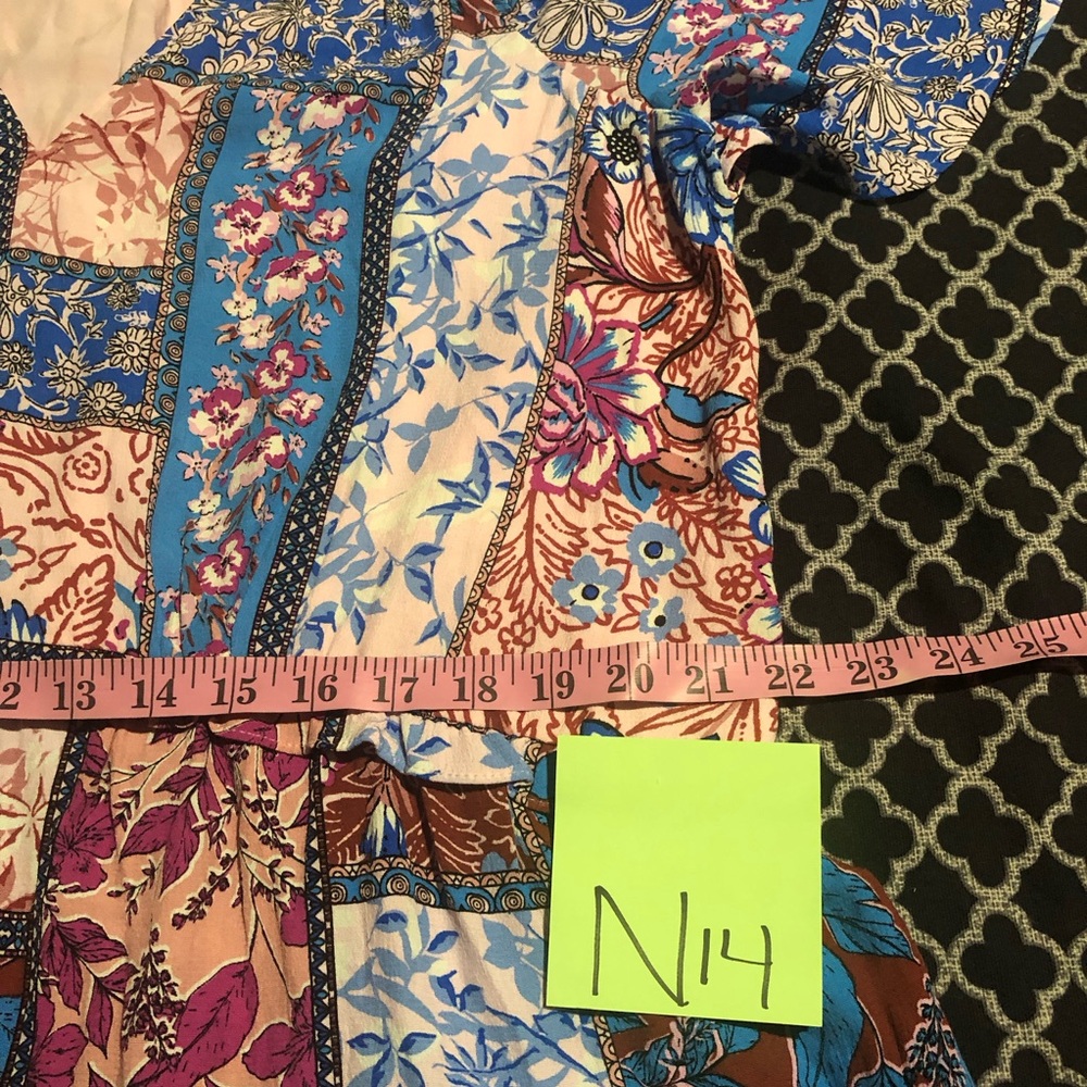 Anthropologie Floral Boho Tiered Midi Dress Sz 2X Pink Blue N14 - Picture 8 of 11